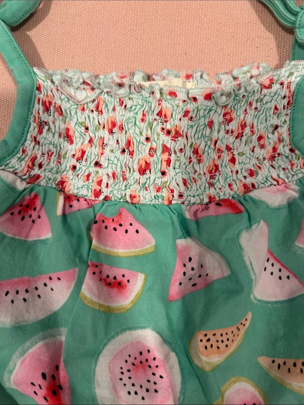 Matilda Jane Size 6-12M Mint Green Watermelon Tiered Romper